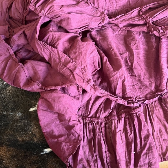 ERIKA‎ PENA Tiered Button Down Midi Dress Burgundy OS Bohemian - Picture 9 of 10